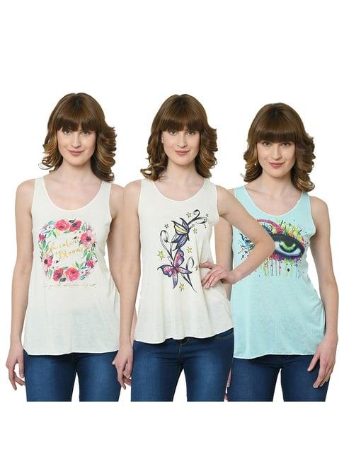 vimal jonney graphic printed multicolor tank tops pack of - 3