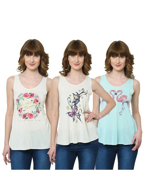 vimal jonney graphic printed multicolor tank tops pack of - 3