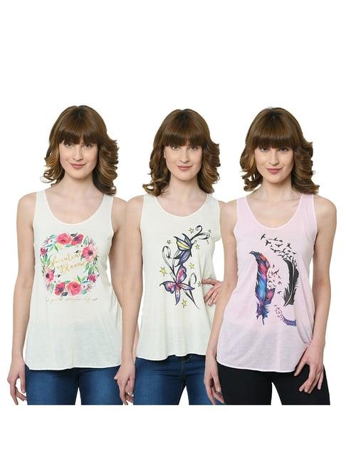 vimal jonney graphic printed multicolor tank tops pack of - 3