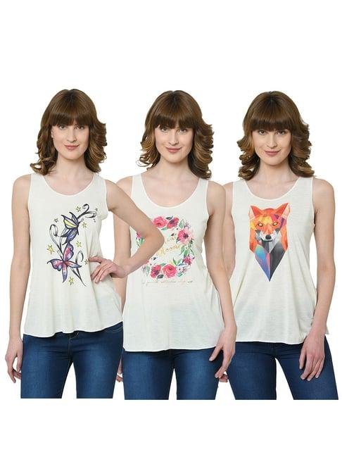 vimal jonney graphic printed multicolor tank tops pack of - 3