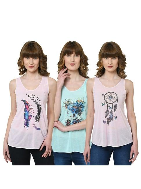 vimal jonney graphic printed multicolor tank tops pack of - 3