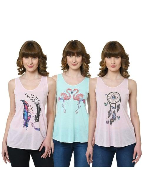 vimal jonney graphic printed multicolor tank tops pack of - 3