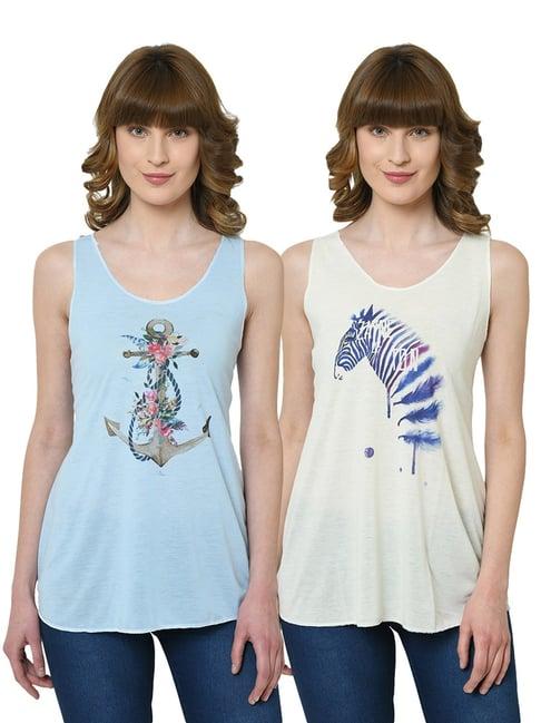 vimal jonney graphic printed multicolor tank top pack of - 2