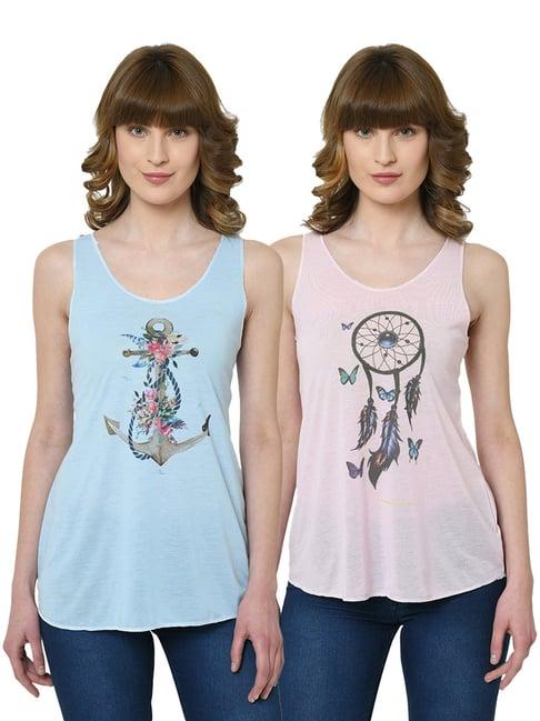 vimal jonney graphic printed multicolor tank top pack of - 2