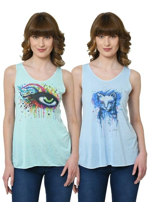 vimal jonney graphic printed multicolor tank top pack of - 2