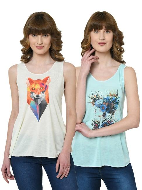 vimal jonney graphic printed multicolor tank top pack of - 2