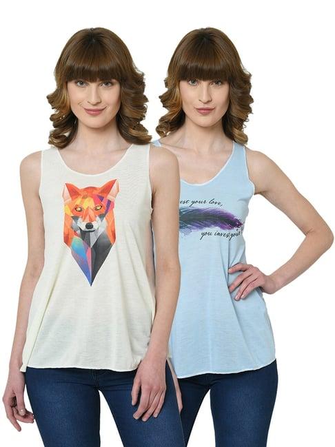 vimal jonney graphic printed multicolor tank top pack of - 2