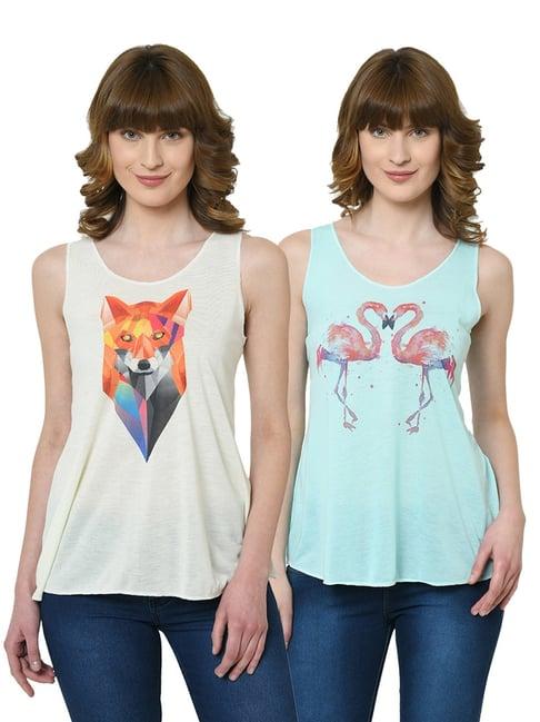 vimal jonney graphic printed multicolor tank top pack of - 2