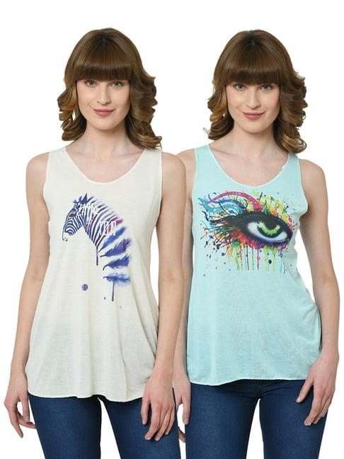 vimal jonney graphic printed multicolor tank top pack of - 2