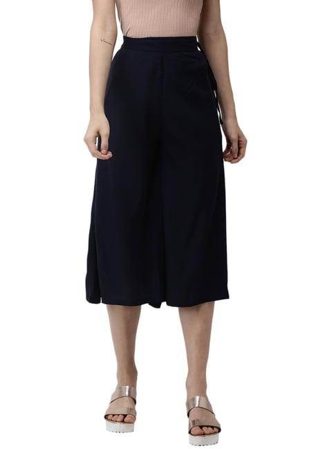 de moza navy elasticated culottes