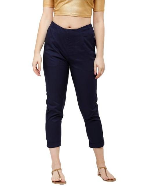 de moza navy flat front trousers