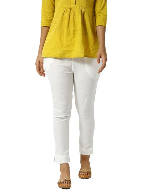 de moza white elasticated pants