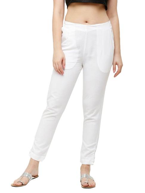 de moza white elasticated pants