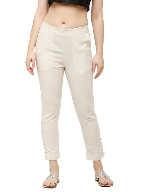 de moza off-white elasticated pants