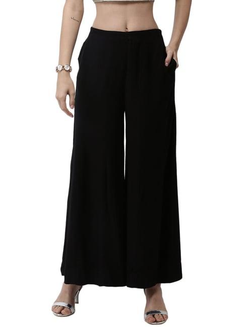 de moza black elasticated palazzos