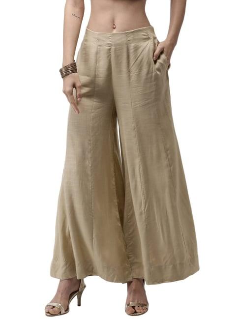 de moza beige elasticated palazzos