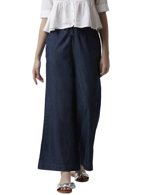 de moza blue drawstring palazzos