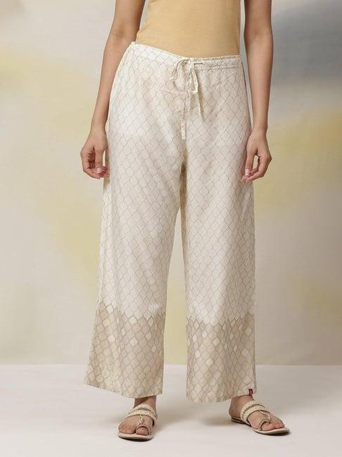 biba off white printed palazzos