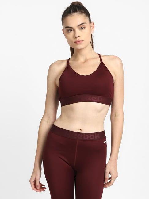 reebok maroon non wired full coverage sports bra