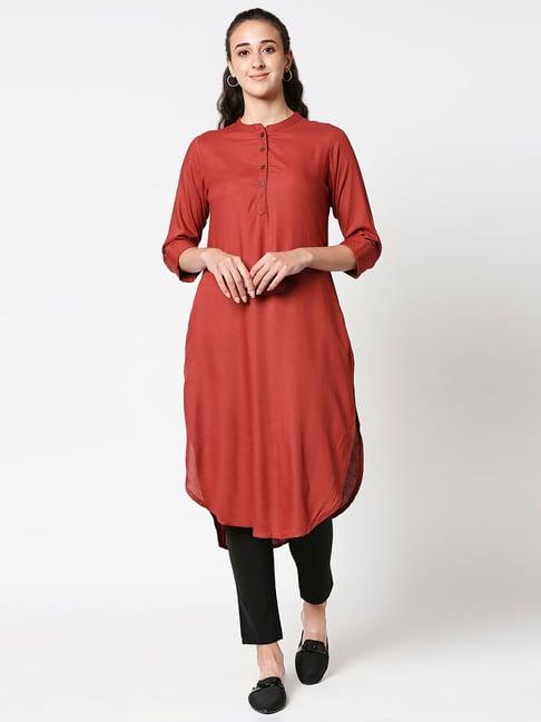 bewakoof red regular fit kurta