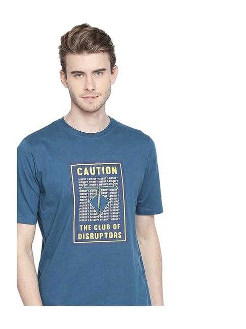 disrupt blue cotton printed t-shirt