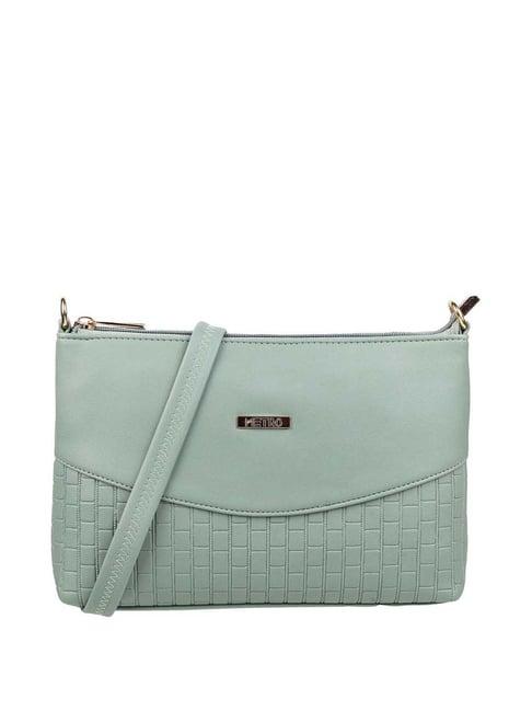 metro light blue textured medium sling handbag