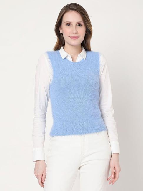 vero moda blue textured sweater