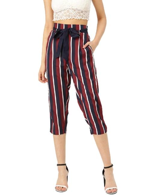 style quotient red regular fit drawstring trousers