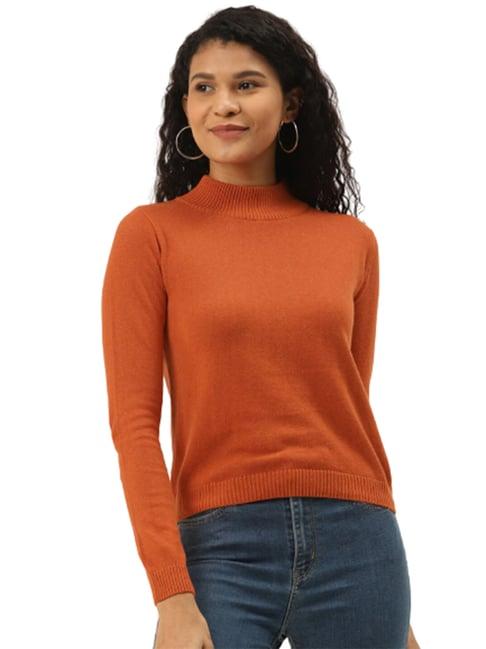 style quotient orange full sleeves sweater