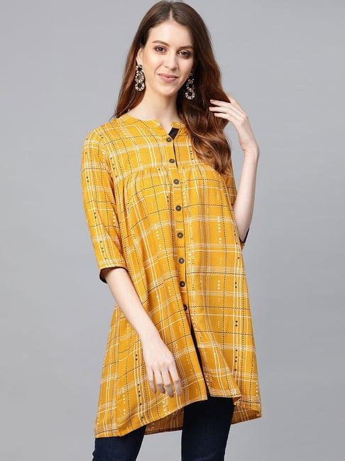 anubhutee yellow printed a line kurti