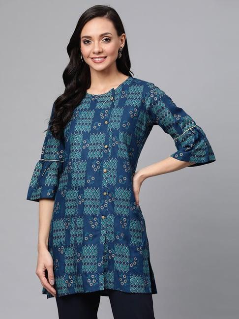 anubhutee blue printed straight kurti