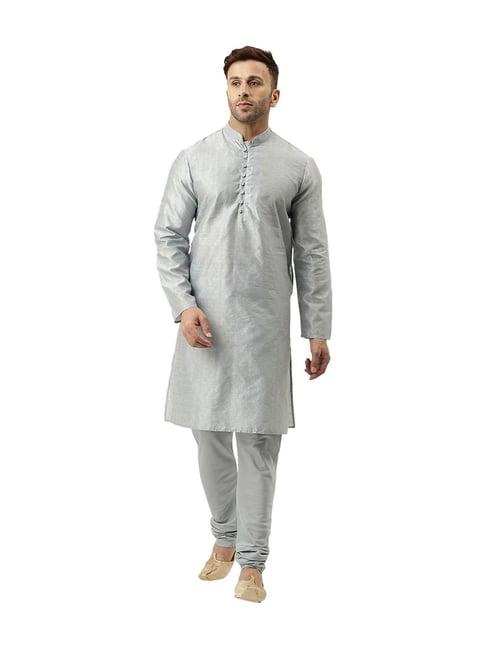 hangup grey jacquard kurta set