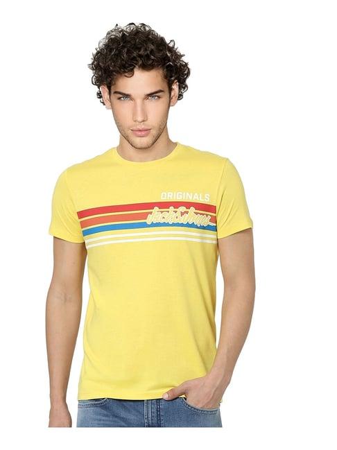 jack & jones yellow striped t-shirt