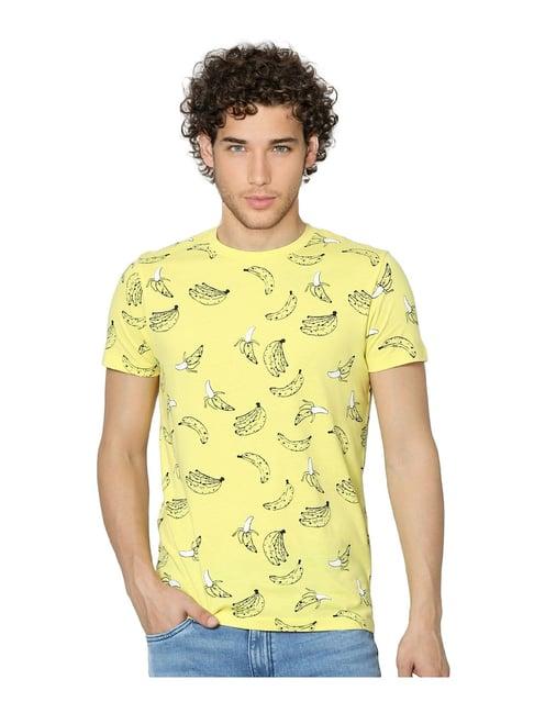 jack & jones yellow printed t-shirt