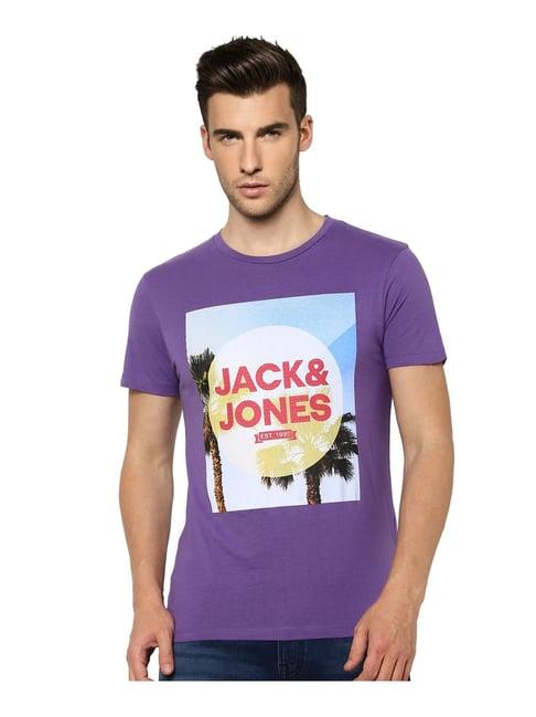 jack & jones purple printed t-shirt