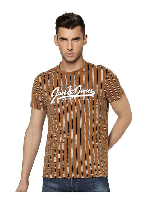 jack & jones brown striped t-shirt