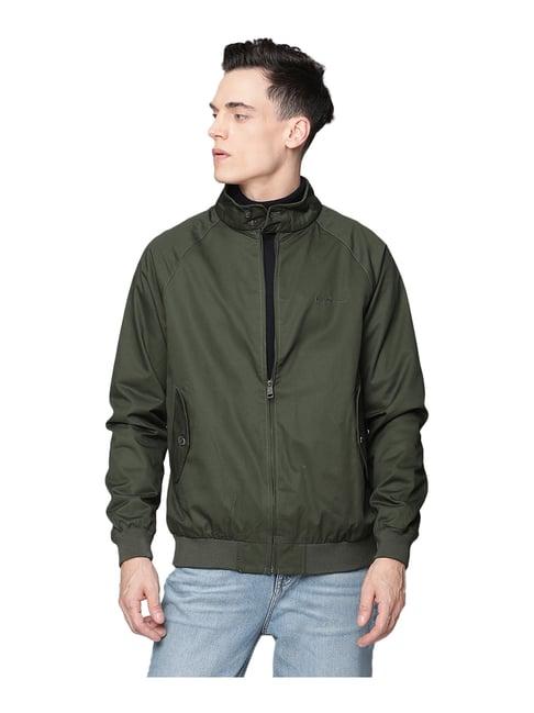 ben sherman green full sleeves mock collar jacket