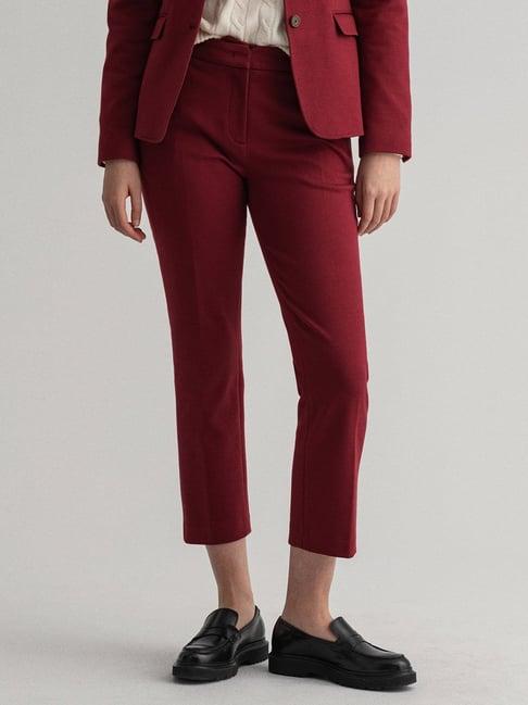 gant maroon regular fit crop pants