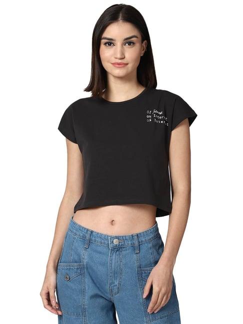 forever 21 black graphic print crop top