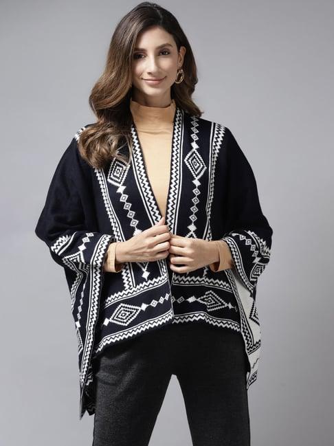 cayman navy & white printed poncho