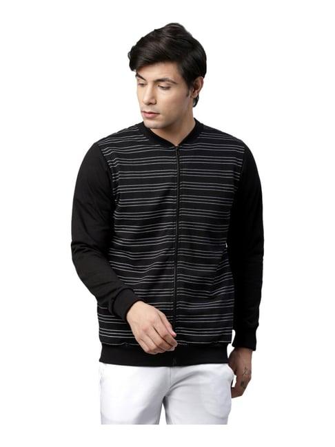 rigo black regular fit striped jacket