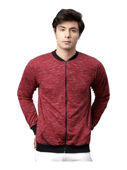 rigo maroon regular fit self pattern jacket