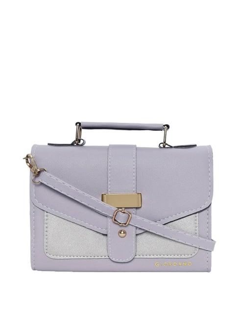 giordano purple & grey color block medium satchel handbag