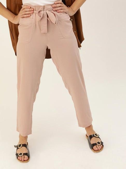 style quotient peach drawstring trousers