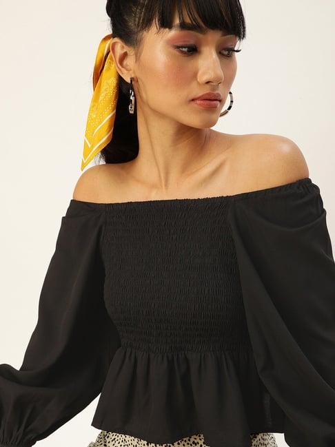 style quotient black off shoulder top