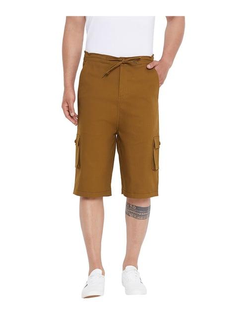 hypernation khaki regular fit cargo shorts