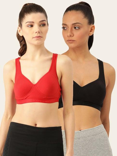 lady lyka multicolor non wired padded sports bra (pack of 2)