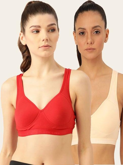 lady lyka multicolor non wired padded sports bra (pack of 2)