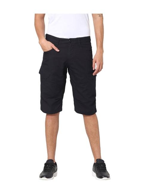 celio*navy regular fit mid rise cotton bermuda shorts