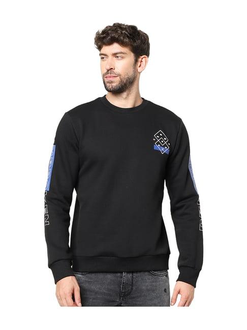 celio* black full sleeves straight fit sweatshirt